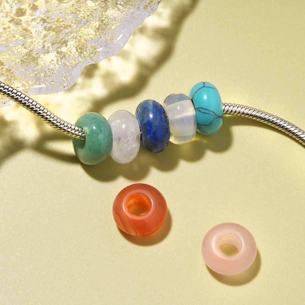 Gnoce White Crystal Circle Large Hole Charm_2