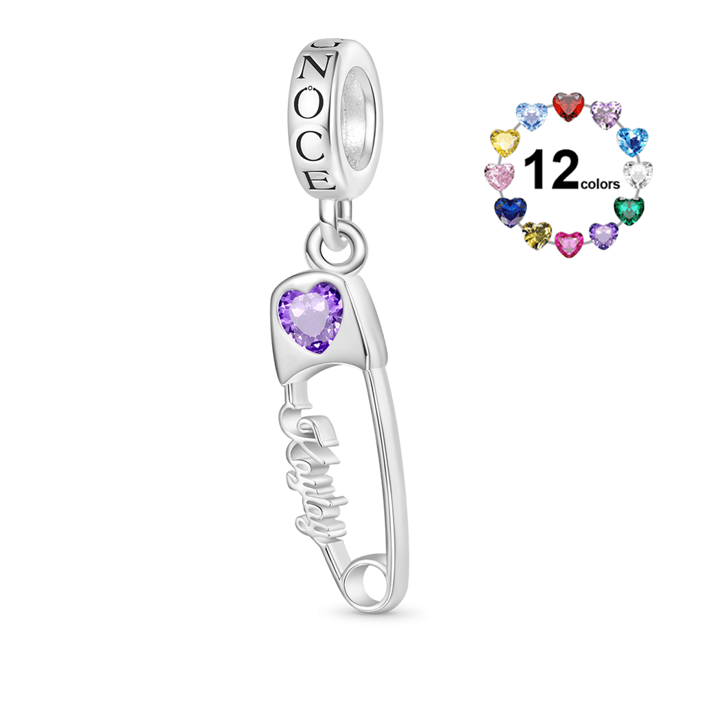 Gnoce Engravable Pin Birthstone Pendant Dangle Charm_1