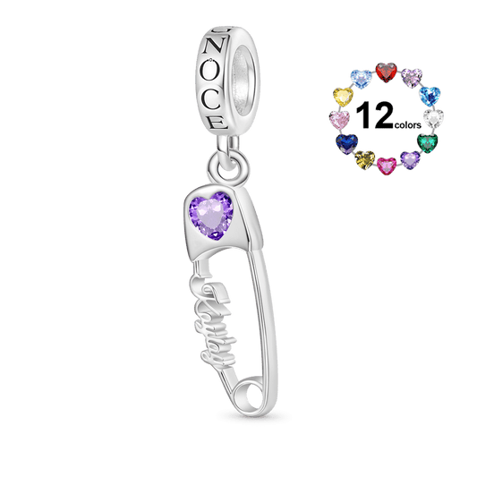 Gnoce Engravable Pin Birthstone Pendant Dangle Charm_1