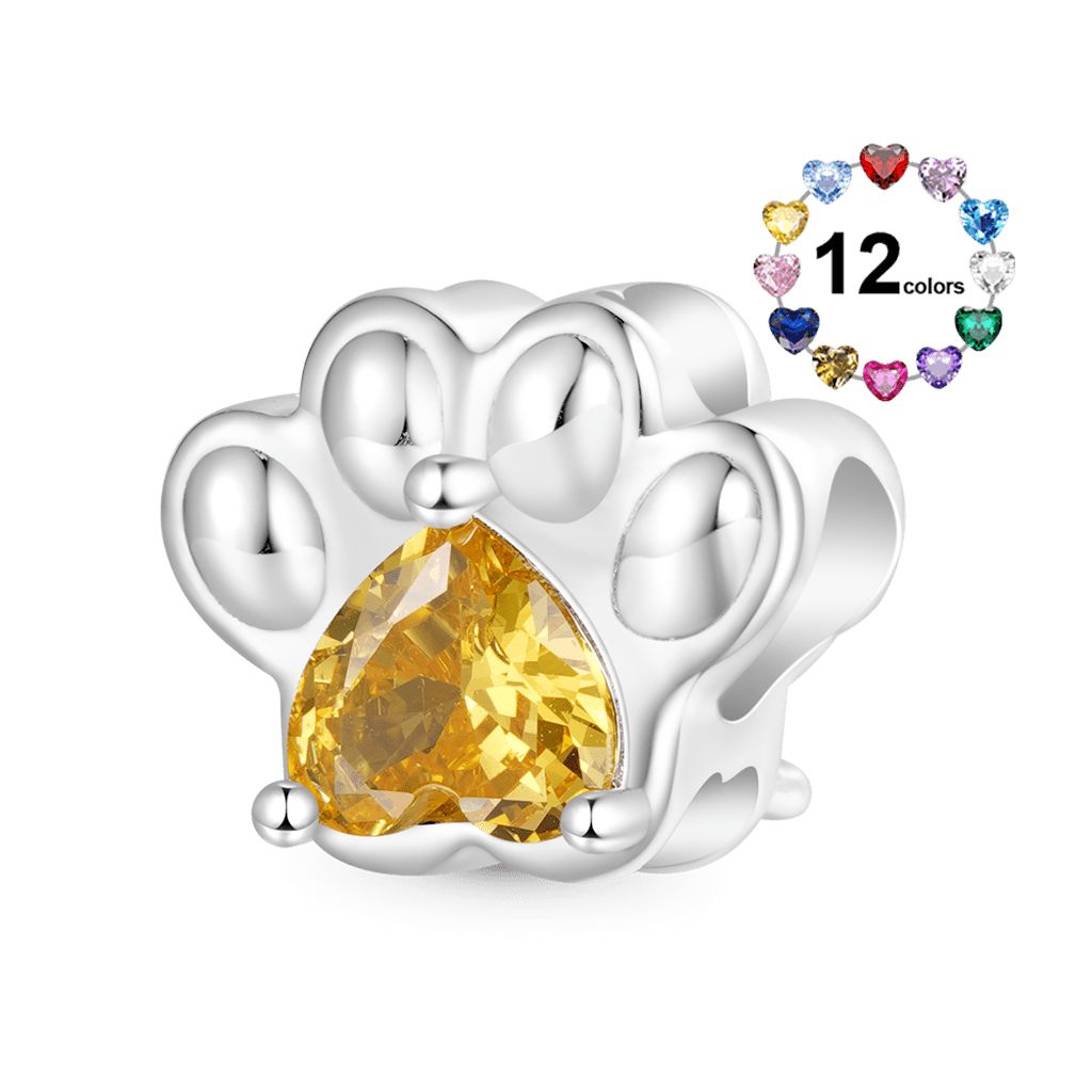 Gnoce Pet Paw Heart Birthstone Charm_1