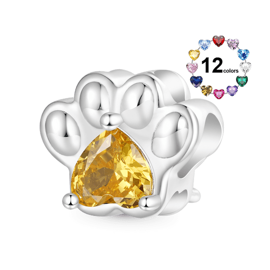Gnoce Pet Paw Heart Birthstone Charm_1