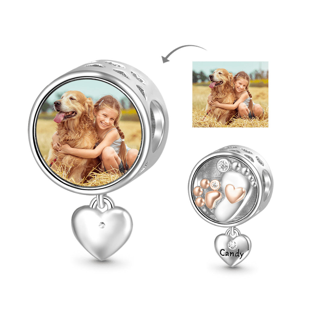 Gnoce Footprint&Pet Paw Love Engravable Photo Charm_1