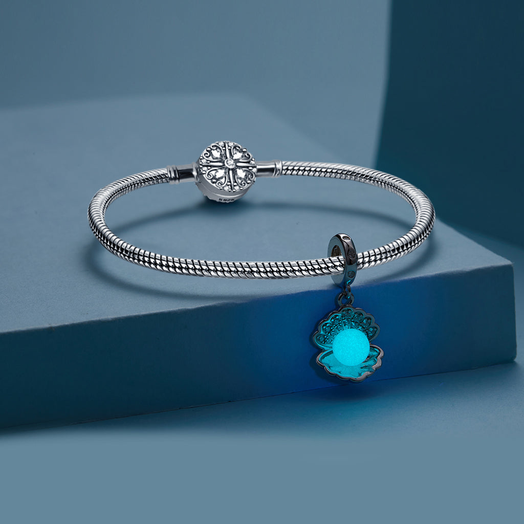 Gnoce Light Blue Shell Glow-in-the-Dark Pendant Dangle Charm_4