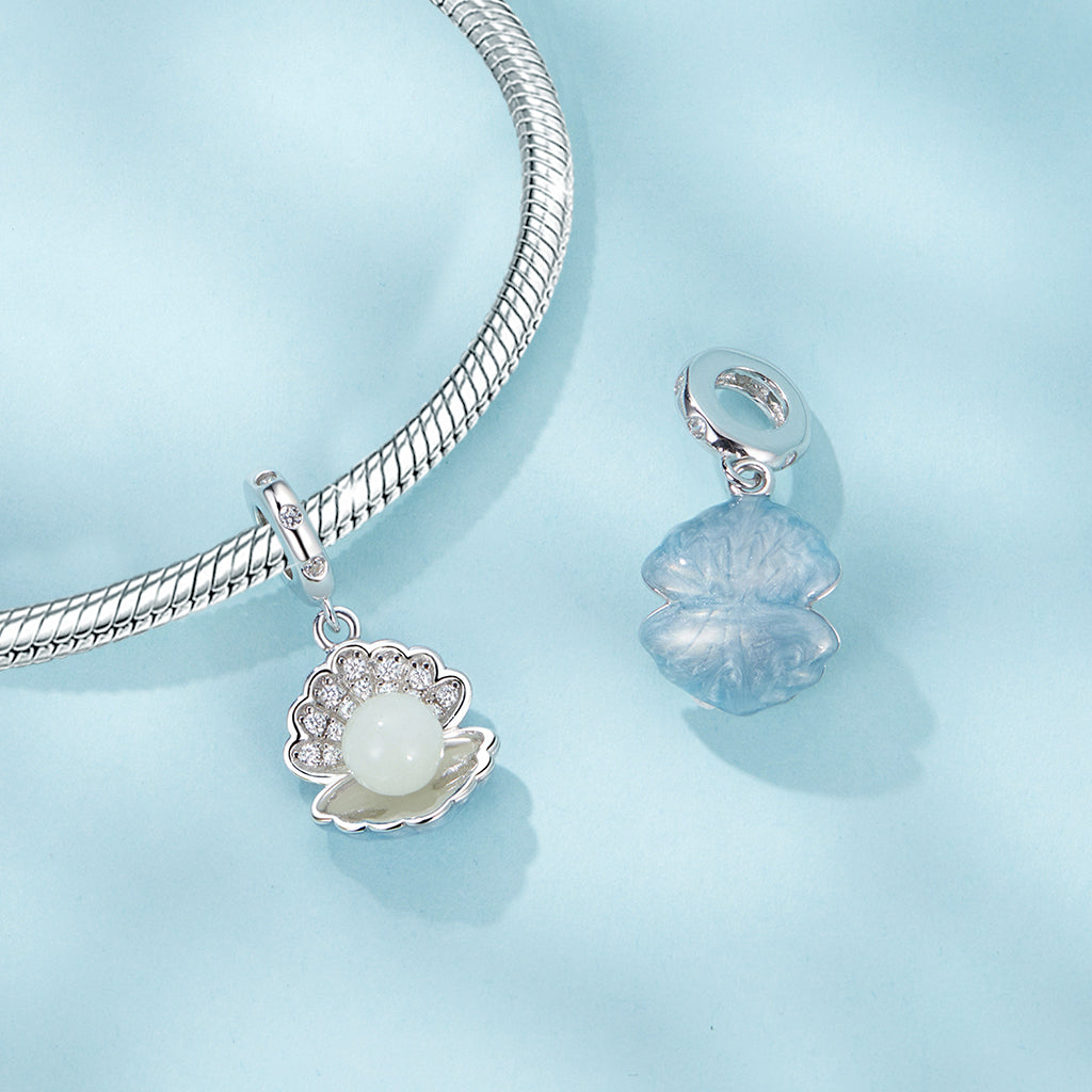 Gnoce Light Blue Shell Glow-in-the-Dark Pendant Dangle Charm_3