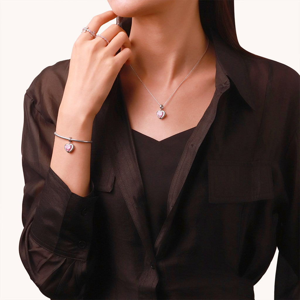 Gnoce Infinite Love Heart Engravable Birthstone Pendant Dangle Charm_5