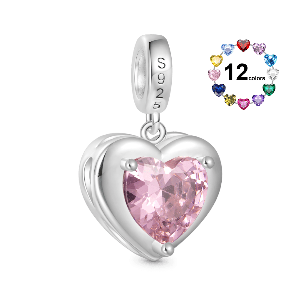 Gnoce Infinite Love Heart Engravable Birthstone Pendant Dangle Charm_2