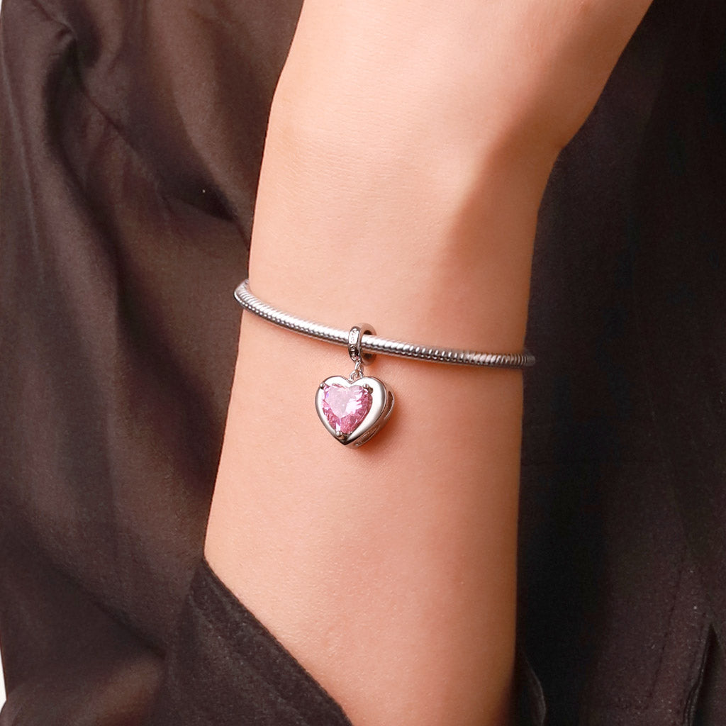 Gnoce Infinite Love Heart Engravable Birthstone Pendant Dangle Charm_6