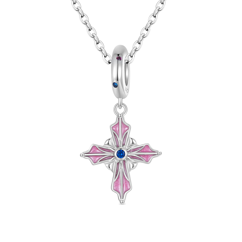 Gnoce Pink Cross Pendant Dangle Charm_2