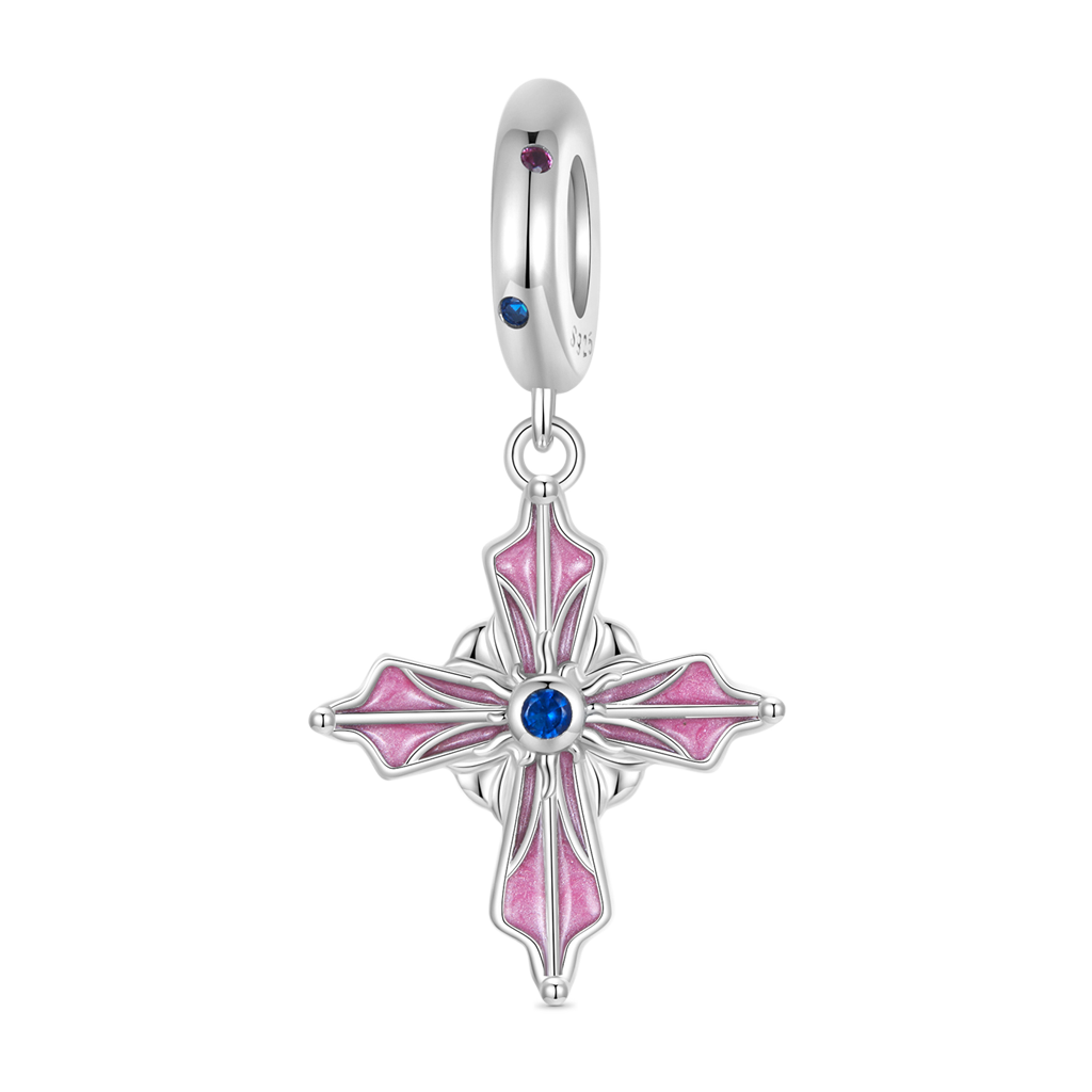 Gnoce Pink Cross Pendant Dangle Charm_1