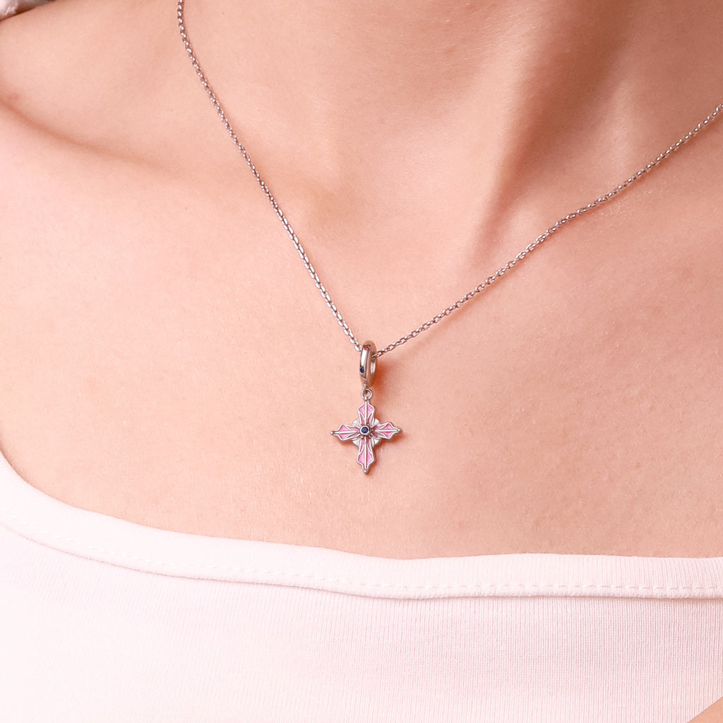 Gnoce Pink Cross Pendant Dangle Charm_5