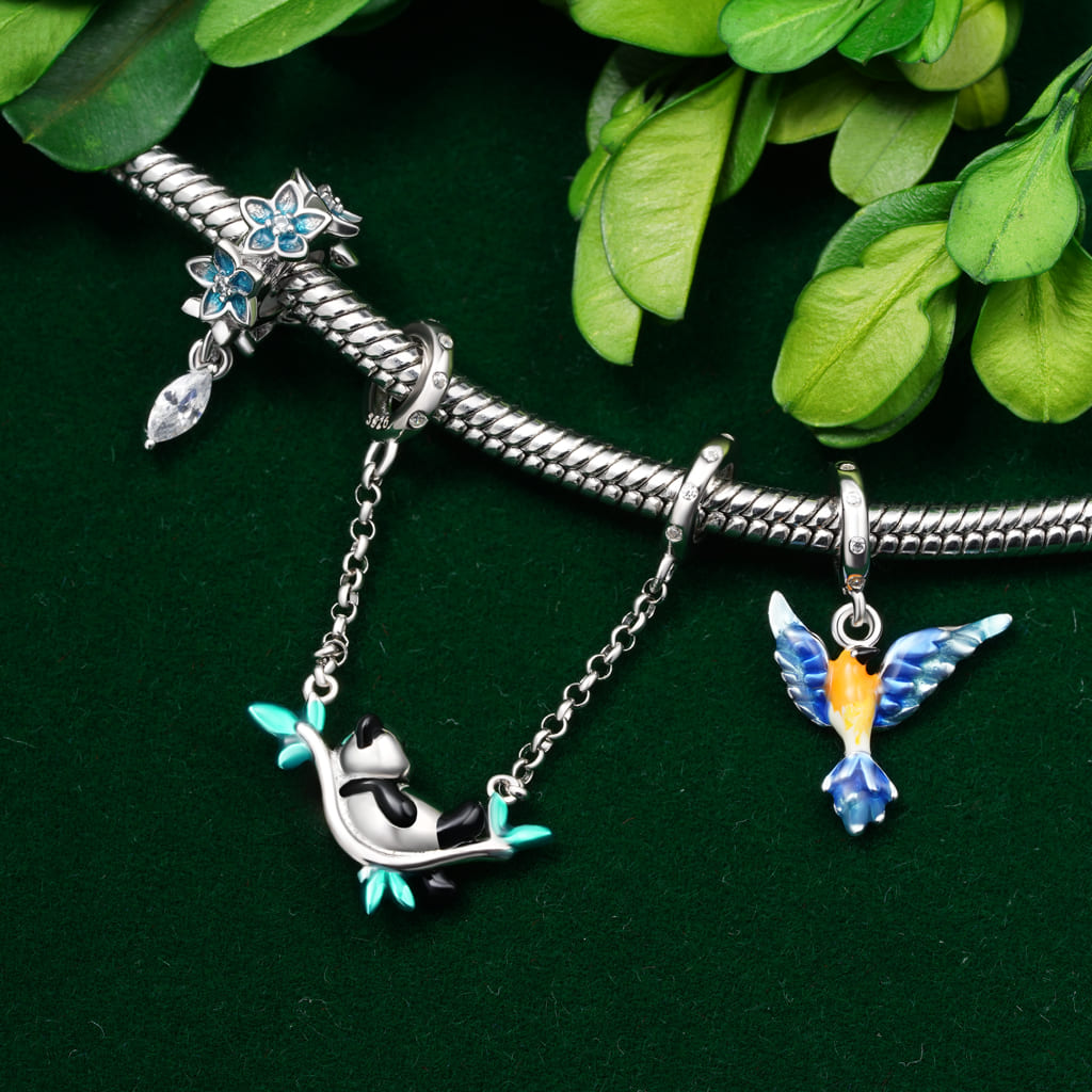 Gnoce Enamel Hummingbird Pendant Dangle Charm_3