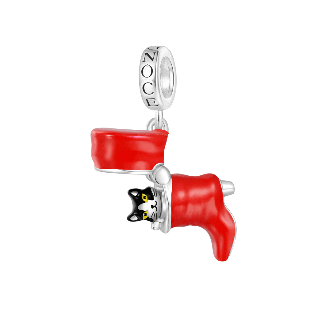 Gnoce Puss In Boots Openable Red Boot Pendant Dangle Charm_1