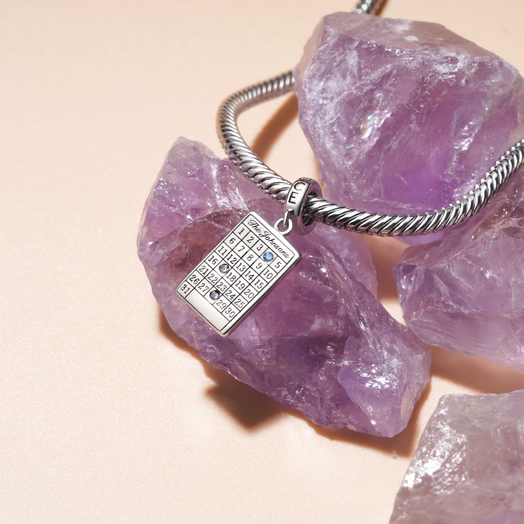 Gnoce Engravable Calendar Birthstone Pendant Dangle Charm_5