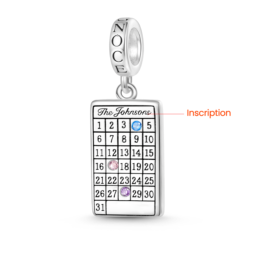 Gnoce Engravable Calendar Birthstone Pendant Dangle Charm_2