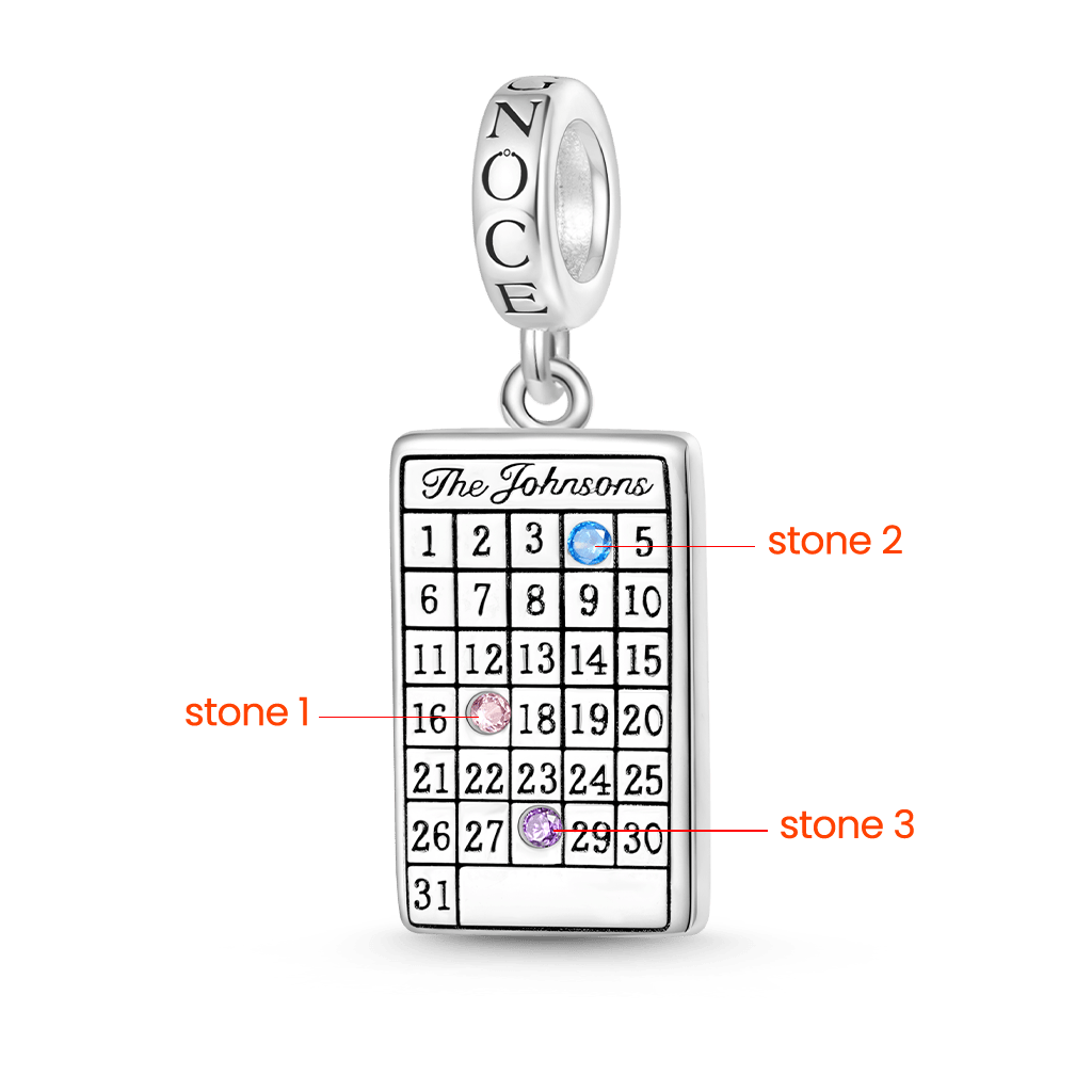 Gnoce Engravable Calendar Birthstone Pendant Dangle Charm_3