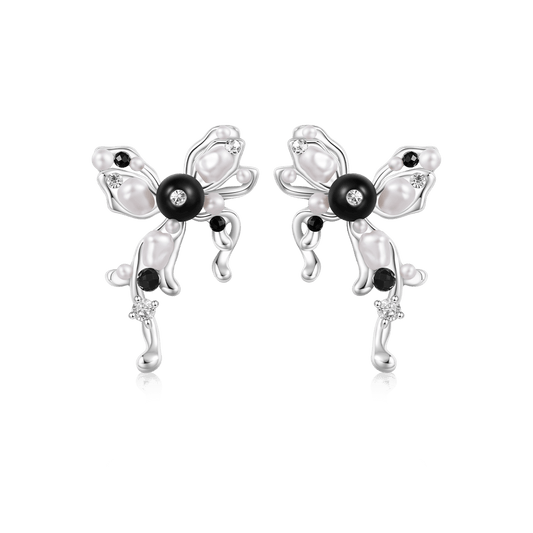 Gnoce Sweet Y2K Bow Ribbon Stud Earrings_1