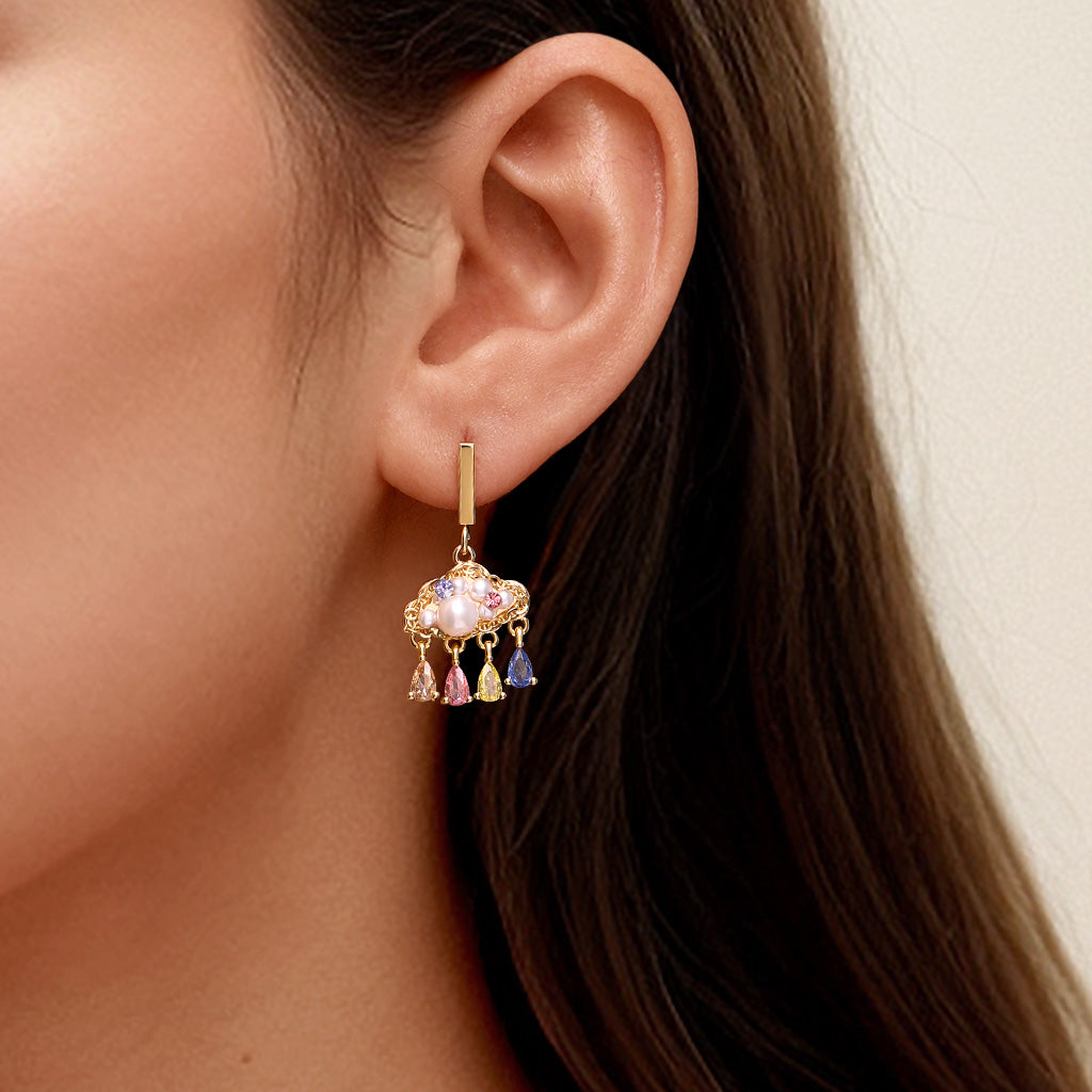 Gnoce Longevity Lock Pearls Drop Earrings_3