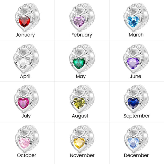 Gnoce Engravable Birthstone Mother's Day Hug Love Charm_7