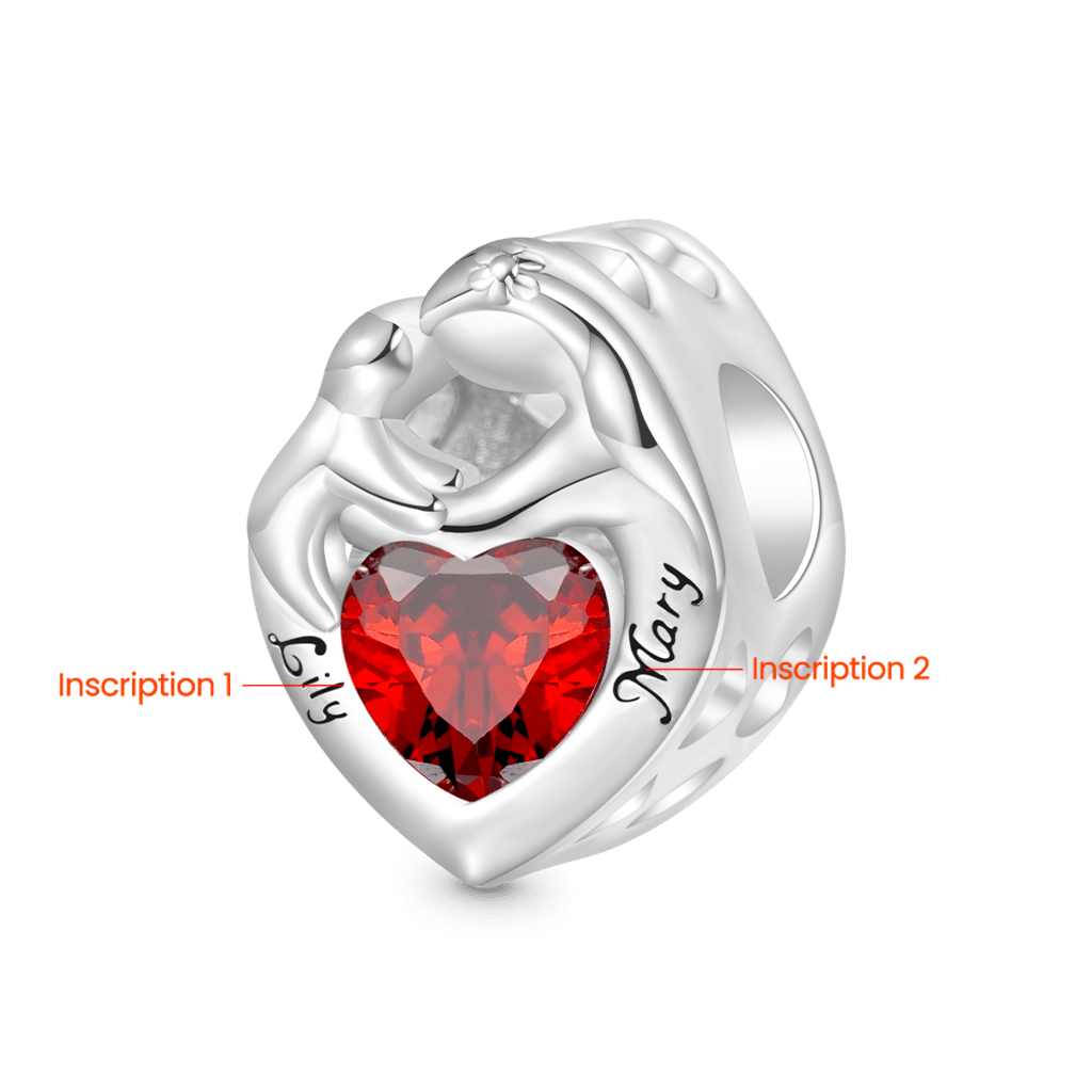 Gnoce Engravable Birthstone Mother's Day Hug Love Charm_2