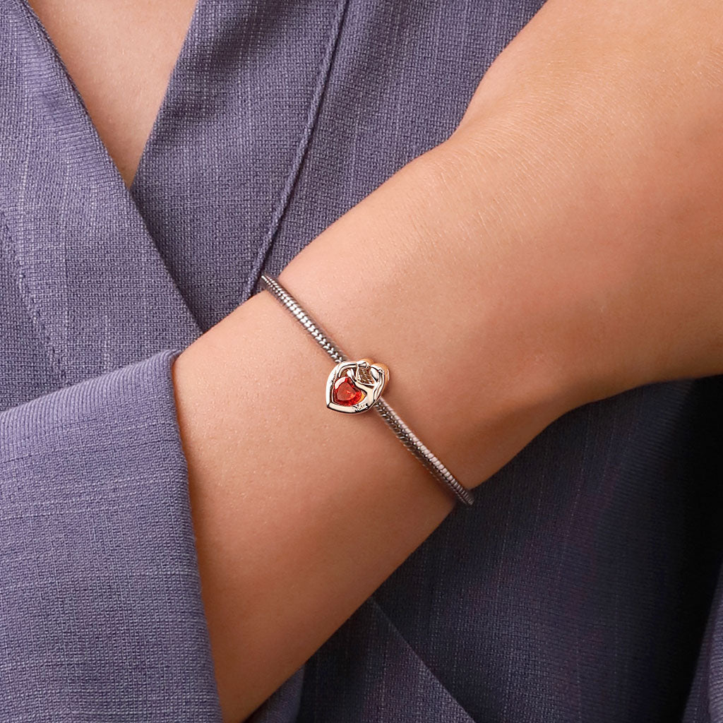 Gnoce Engravable Birthstone Mother's Day Hug Love Charm_6