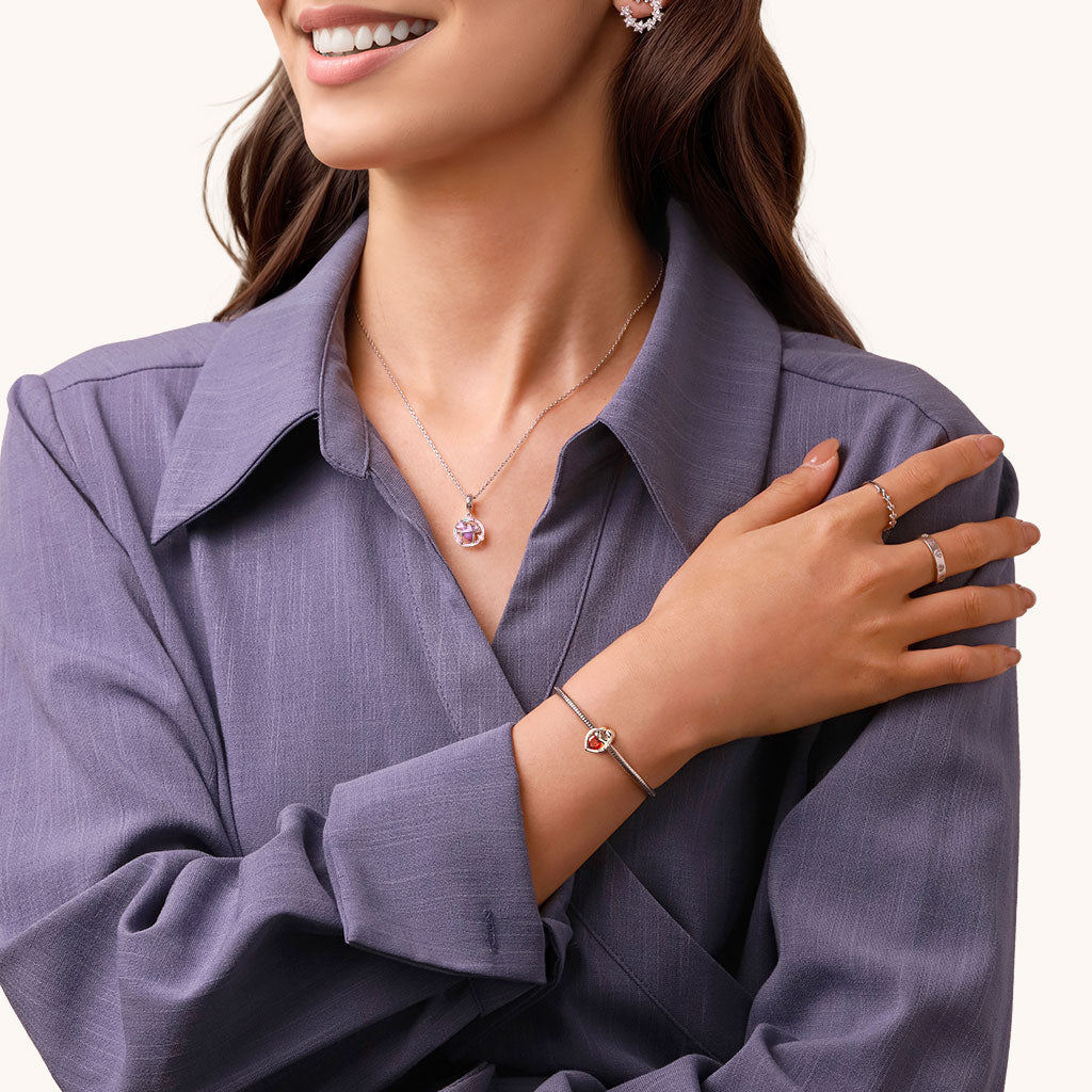 Gnoce Engravable Birthstone Mother's Day Hug Love Charm_5