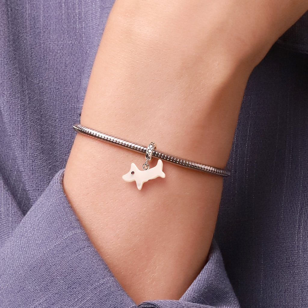 Gnoce Natural Sea Shell White Puppy Pendant Dangle Charm_6