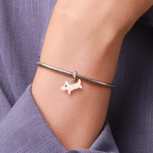 Gnoce Natural Sea Shell White Puppy Pendant Dangle Charm_6