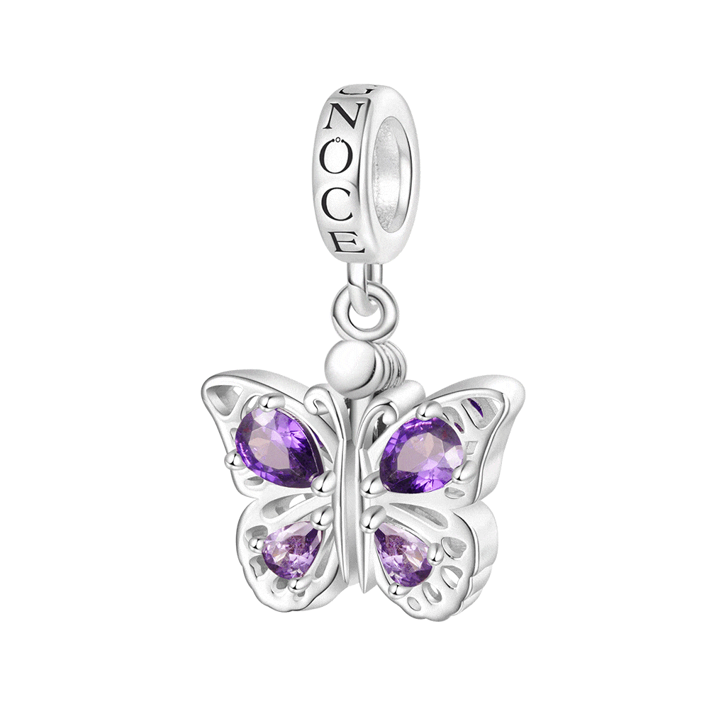 Gnoce Openable Purple Butterfly Engravable Pendant Dangle Charm_1