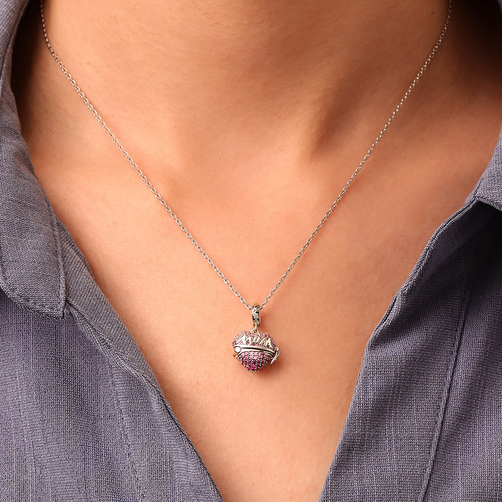 Gnoce Openable 'MOM' Heart Mother's Day Gift Pendant Dangle Charm_6