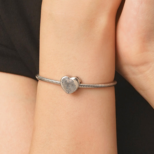 Gnoce Personalized Fingerprint Engravable Heart Pendant Dangle Charm_6