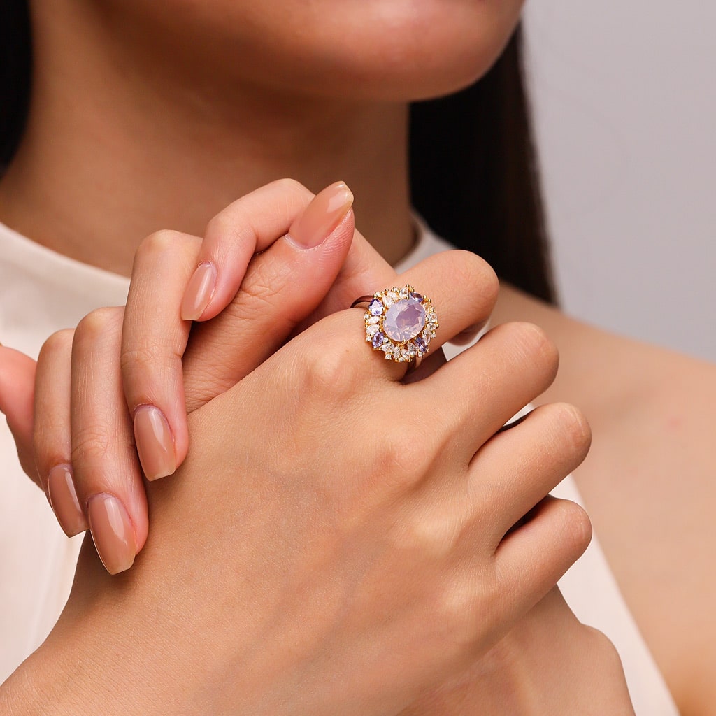 Gnoce Adjustable Lavender Oval-cut Amethyst Promise Ring_4