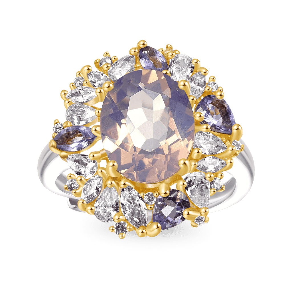 Gnoce Adjustable Lavender Oval-cut Amethyst Promise Ring_1