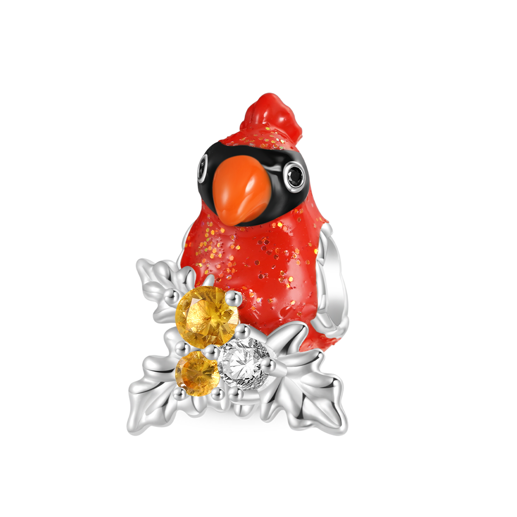 Gnoce Christmas Red Parrot Bird Charm_1