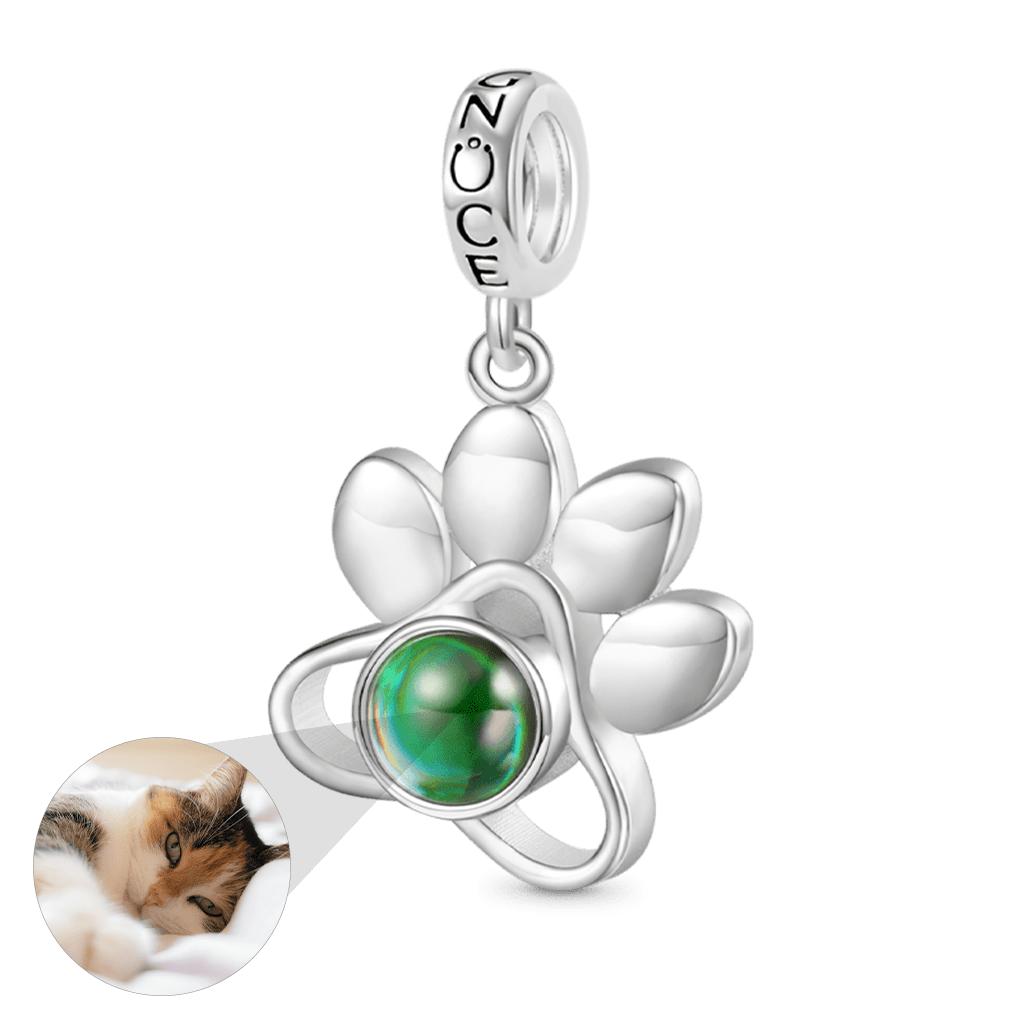 Gnoce Projection Pet Paw Personalized Photo Pendant Dangle Charm_5