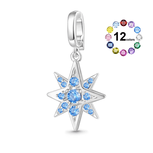Gnoce Birthstone CZ North Star Clasp Clusters Charm_1