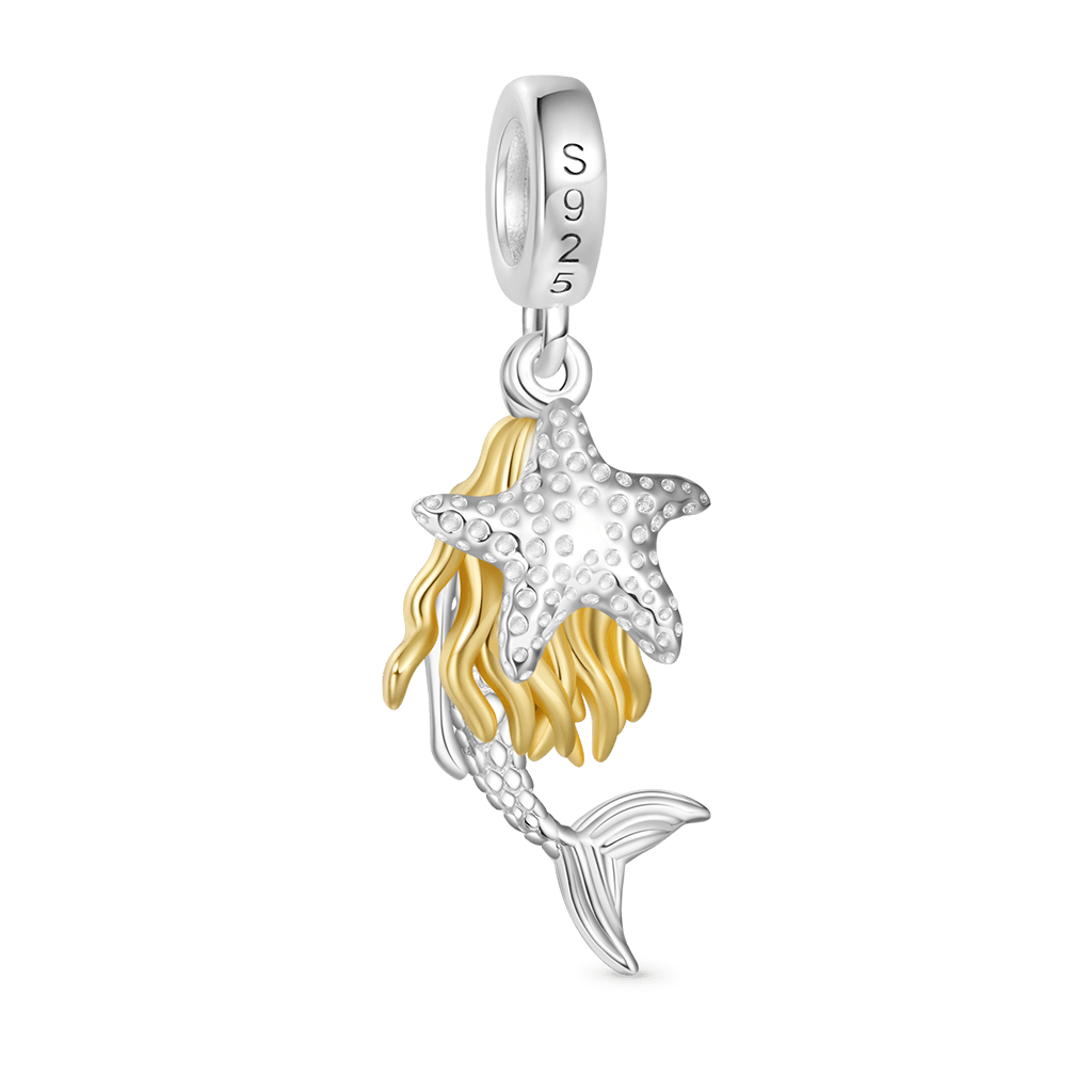 Gnoce Blonde Little Mermaid Starfish Pendant Dangle Charm_2