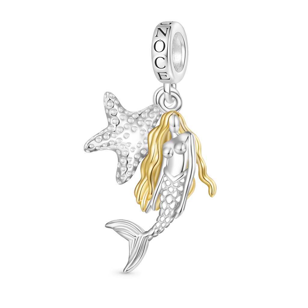 Gnoce Blonde Little Mermaid Starfish Pendant Dangle Charm_1