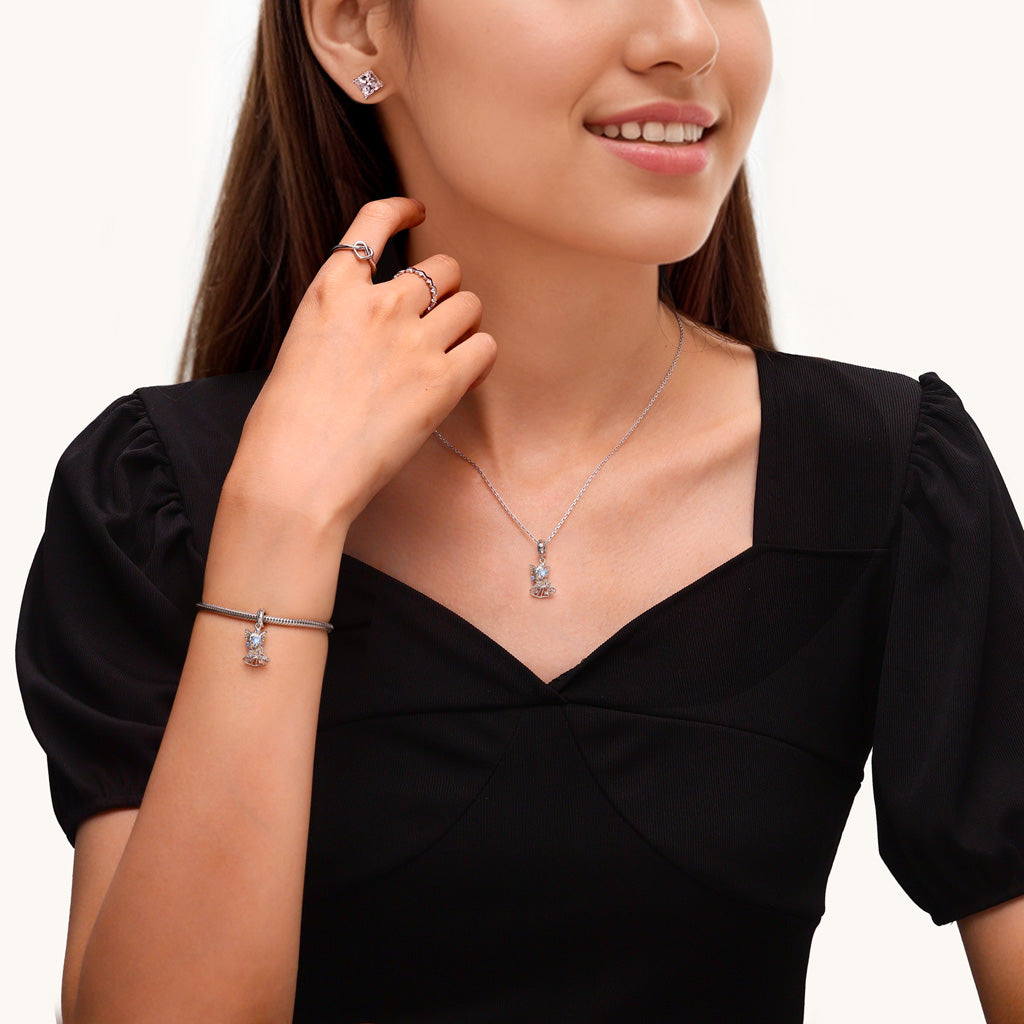 Gnoce Fairy Queen Titania Embraces Heart Birthstone Pendant Dangle Charm_5