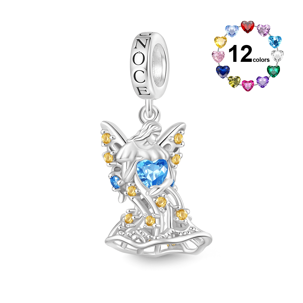Gnoce Fairy Queen Titania Embraces Heart Birthstone Pendant Dangle Charm_1
