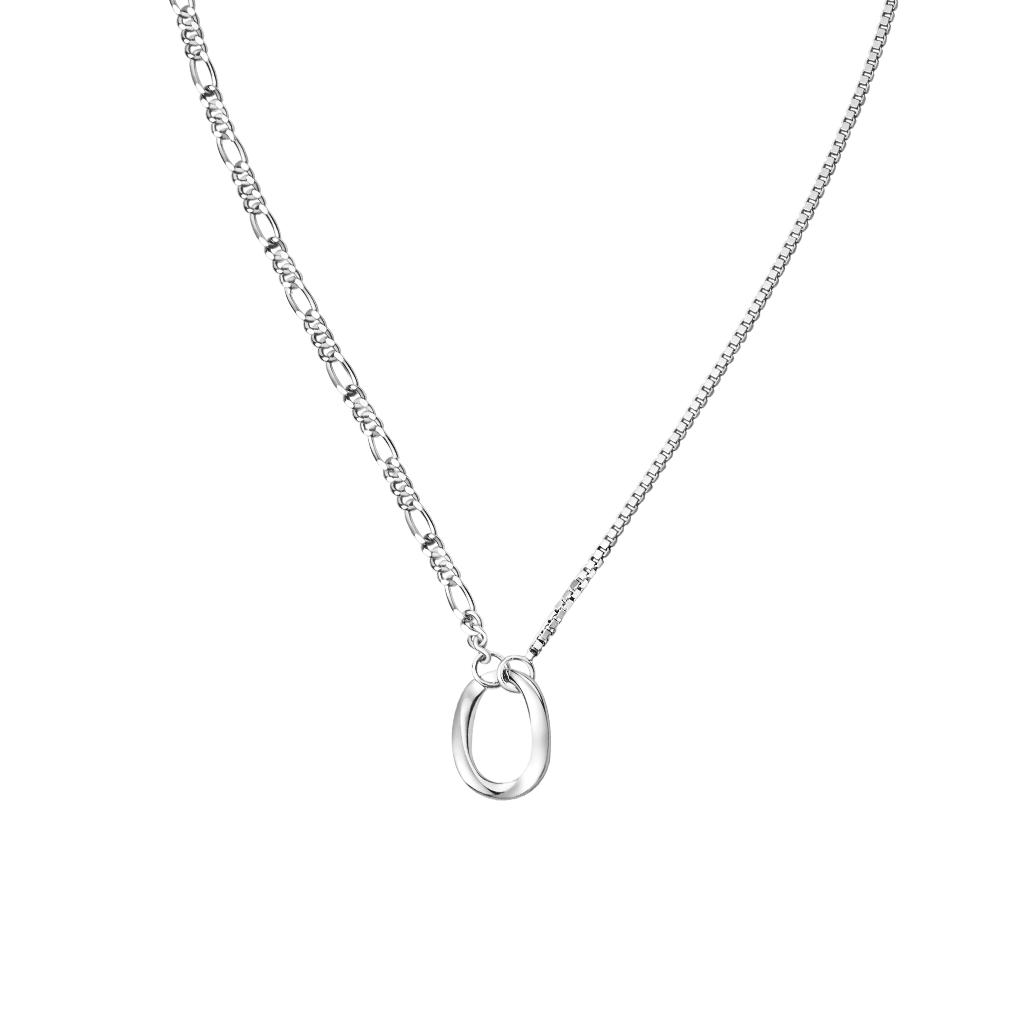 Gnoce Asymmetric Chain Hollow Oval Link Necklace_1