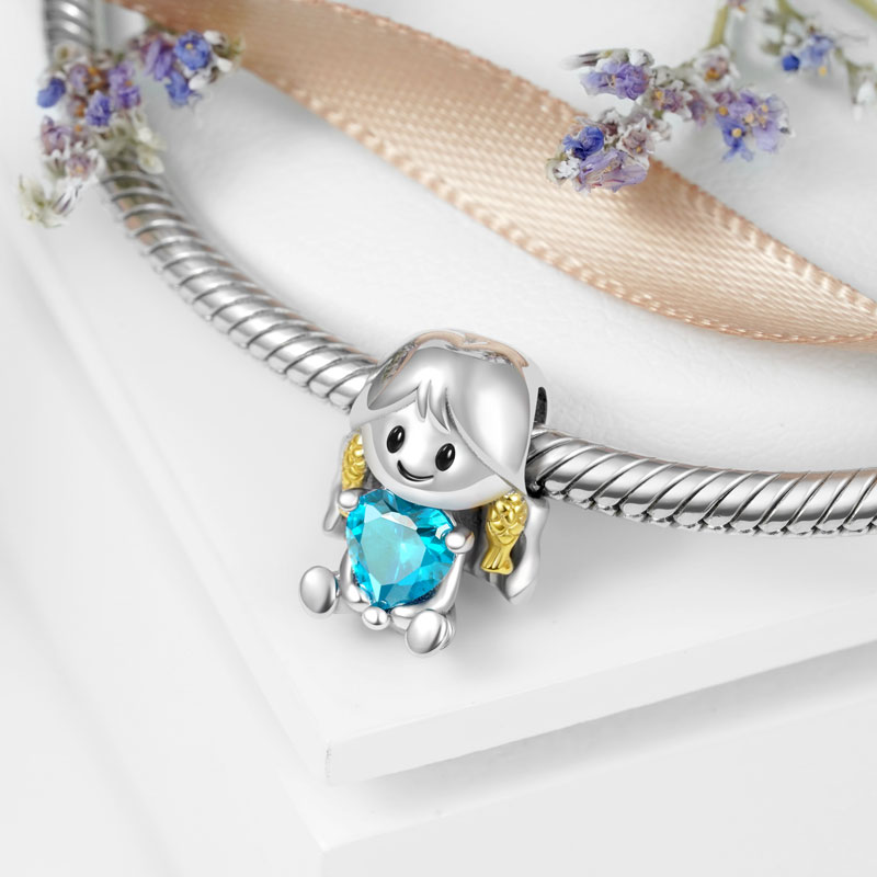 Pisces Constellation Embraces Heart Gemstone Charm Bead 925 Sterling Silver_3