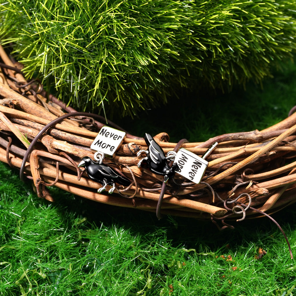 Gnoce Allan Poe 'Nevermore' Crow Stud Earrings_3