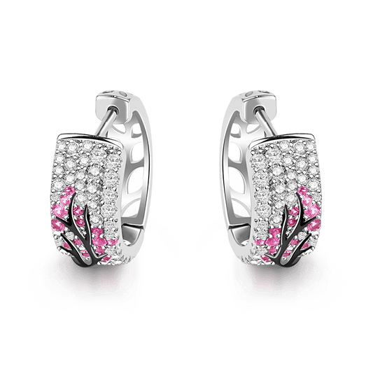 Gnoce "Wait for Love in The Winter" Plum Tree Flower Blossom Stering Silver Earrings with Zircon Stones_1
