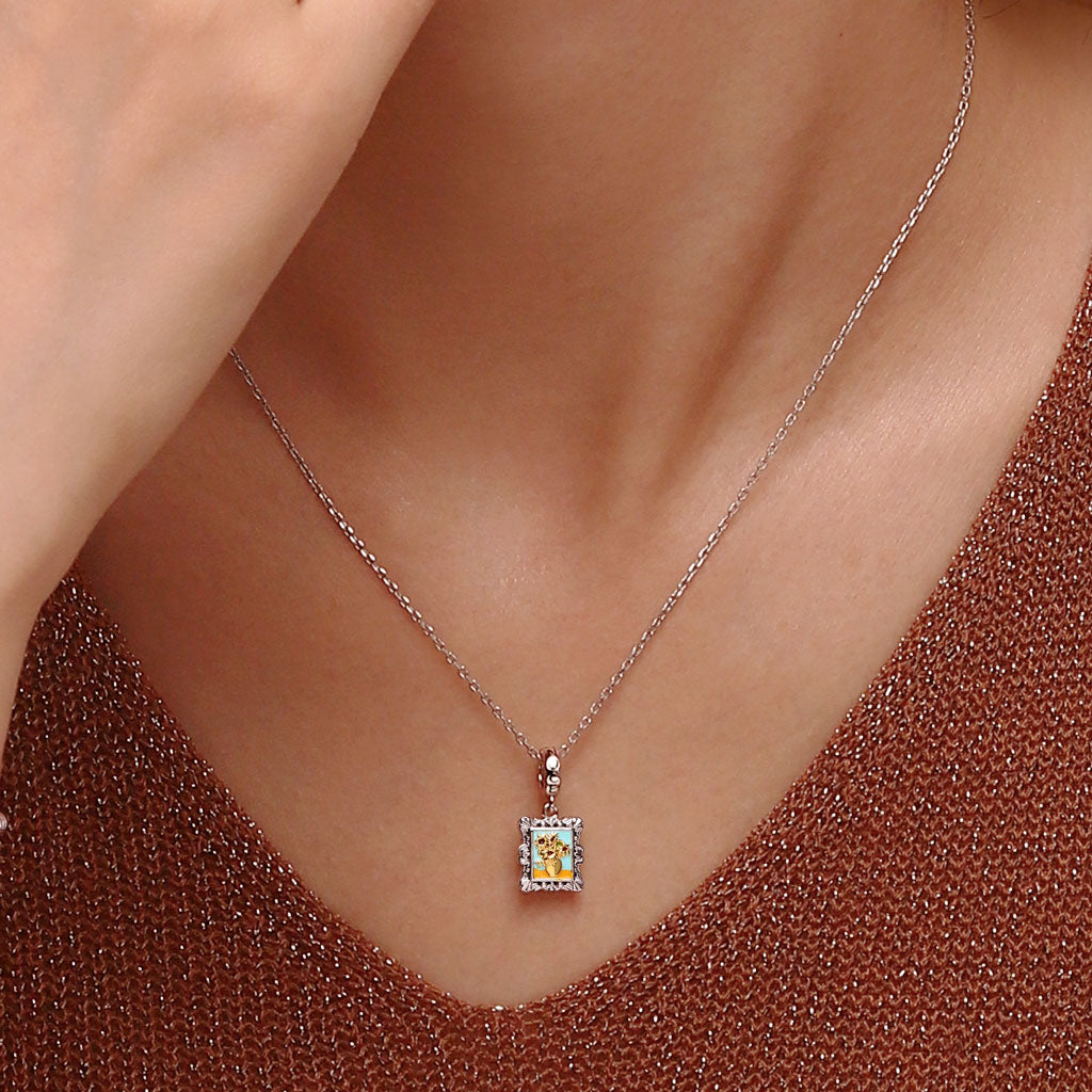 Gnoce Van Gogh Sunflowers Frame Pendant Dangle Charm_5