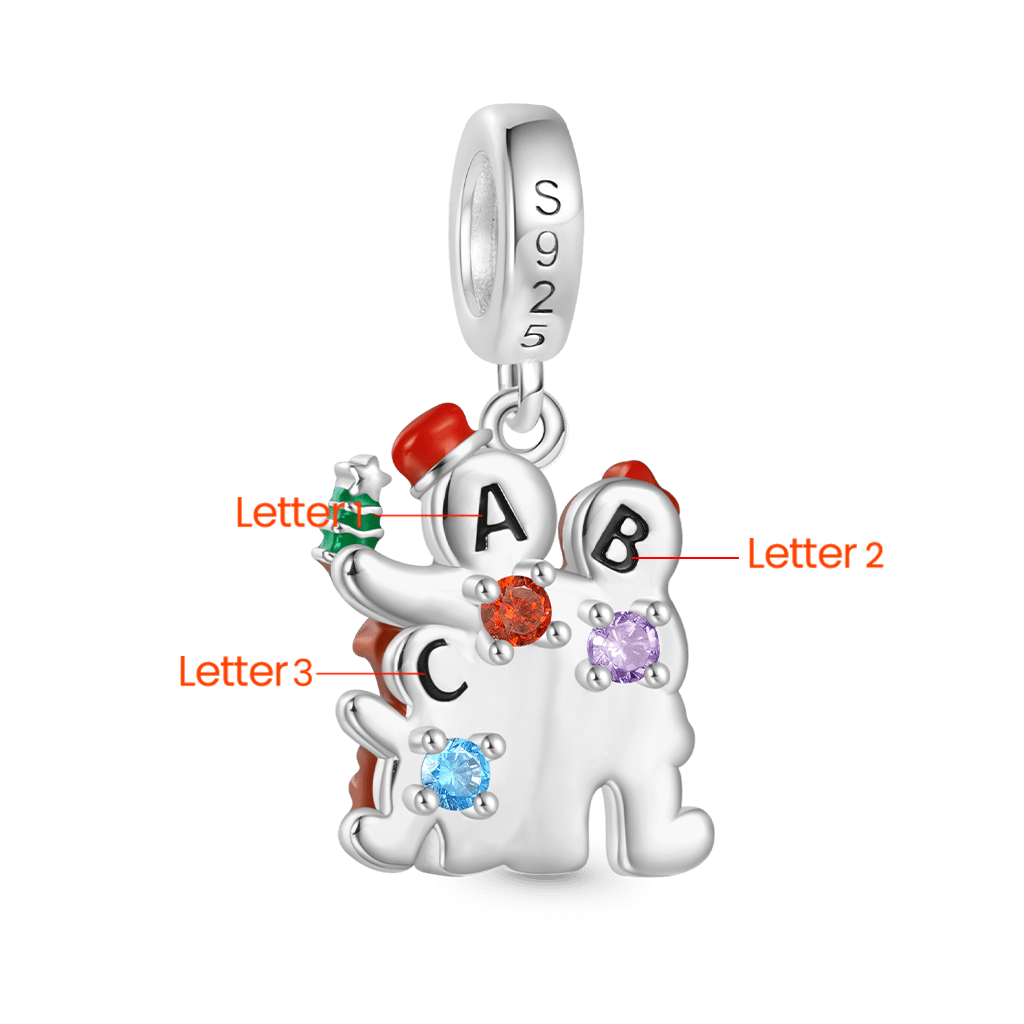 Gnoce Personalized Birthstone Christmas Gingerbread Family Pendant Dangle Charm_2