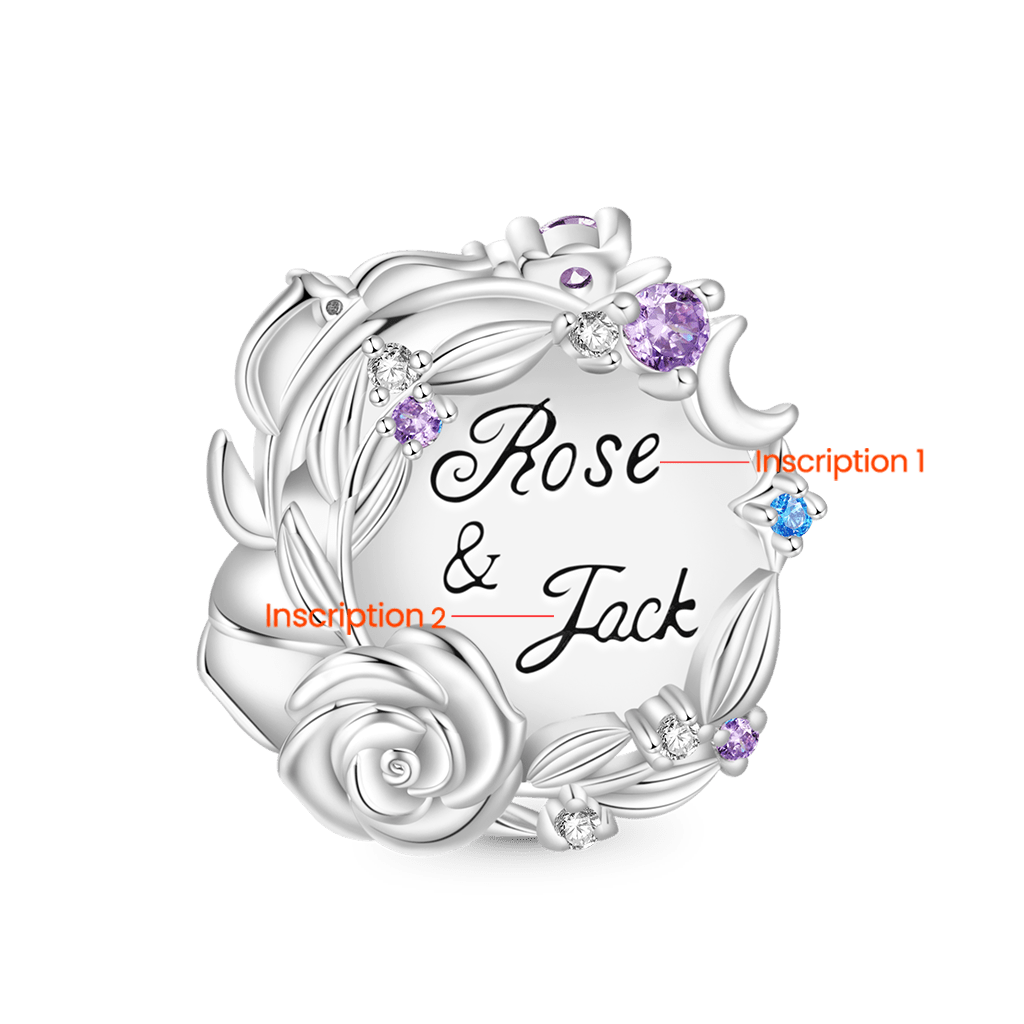Gnoce Engravable Rose Star Moon Charm_2