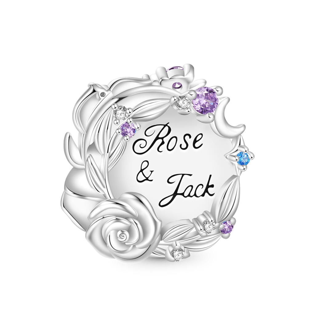 Gnoce Engravable Rose Star Moon Charm_3