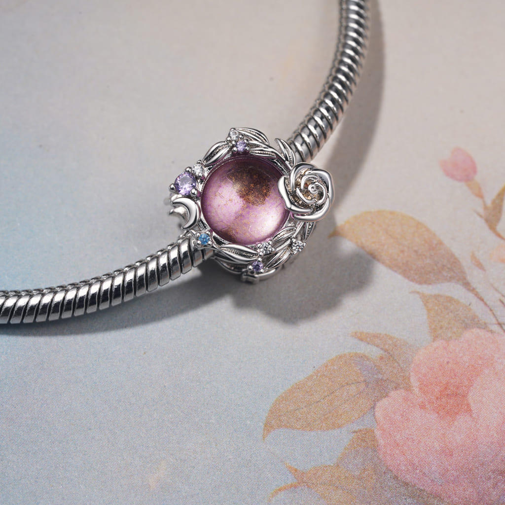 Gnoce Engravable Rose Star Moon Charm_4