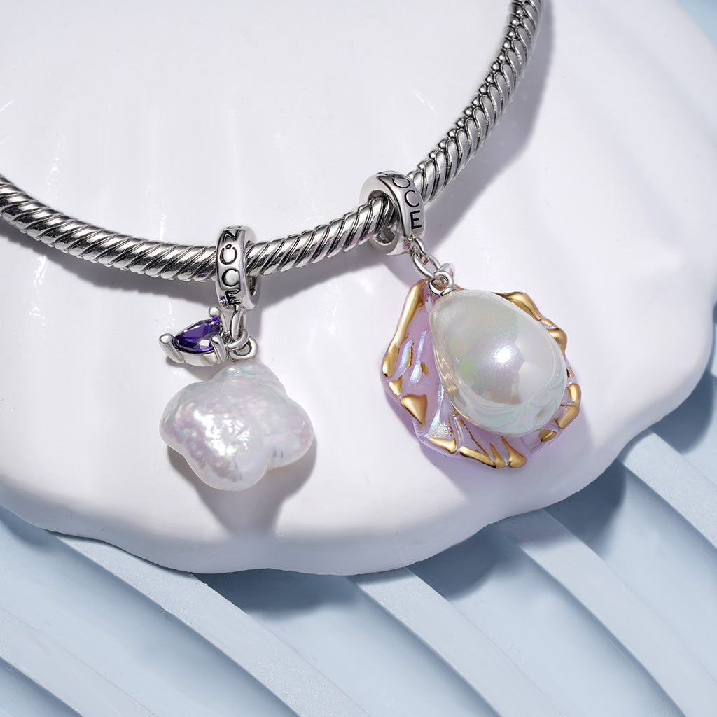 Gnoce Summer Ocean Shell Baroque Pearl Pendant Dangle Charm_3