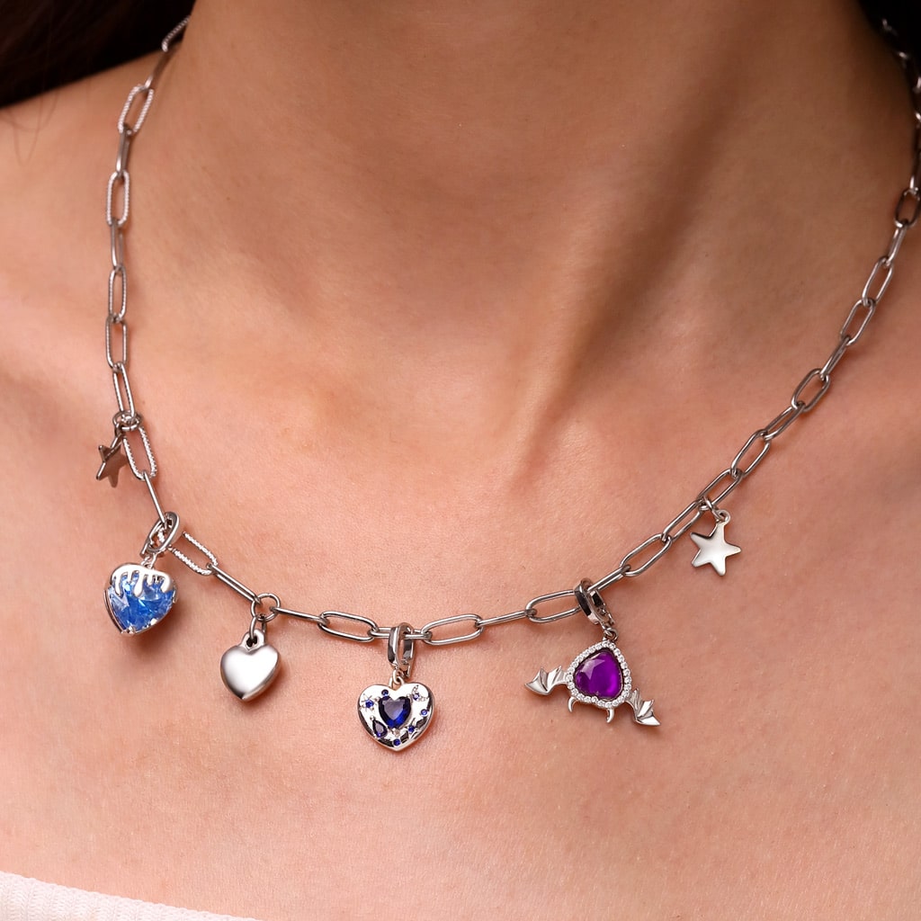 Gnoce Melting Heart Birthstone Clasp Clusters Charm_5